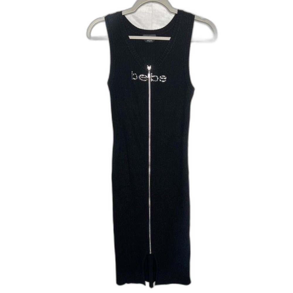 BEBE Ribbed MIDI Body-con Dress Large